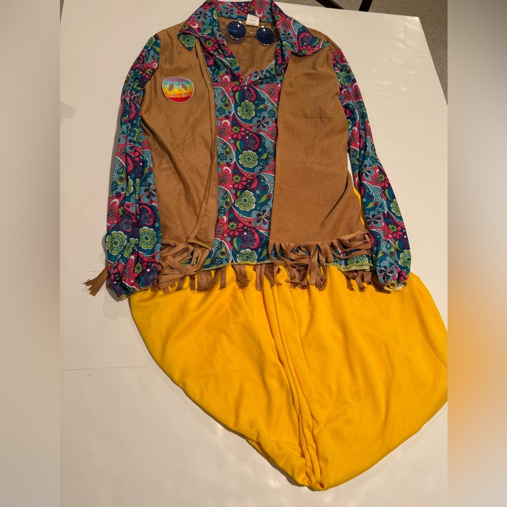 Men's Colorful Hippie Costume with Vest